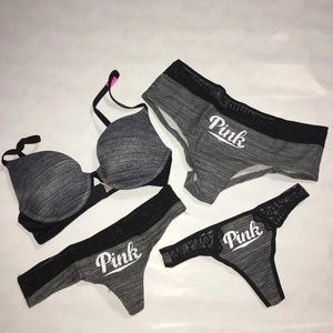 NWT Victoria Secret Pink Bundle Bra & 3 Panties
